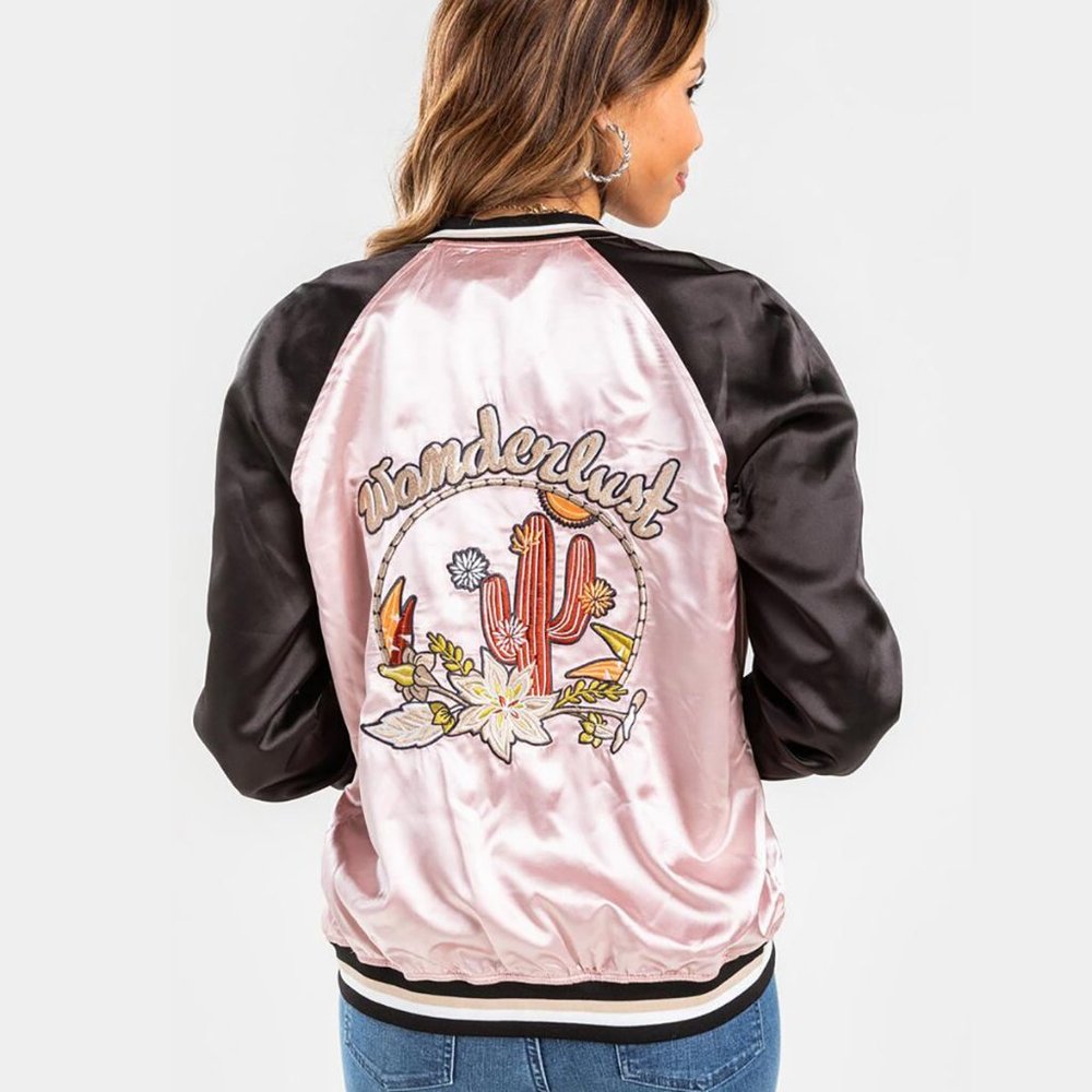 Anna Cai WANDERLUST Embroidered Bomber Jacket NWT